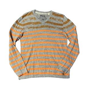 Men's Mexx Striped Long Sleeve Shirt Size M Gray Orange